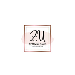 Initial ZU Handwriting, Wedding Monogram Logo Design, Modern Minimalistic and Floral templates for Invitation cards