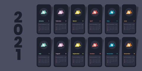 Calendar 2021 vector illustration