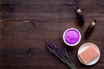 Lavender herbs cosmetic pharmacy products with soap and oil