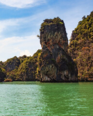 A beautiful turquoise river and huge islands along the way.