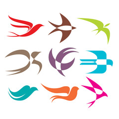 Swallow logo icon design set