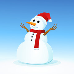 Christmas snowman in the snow