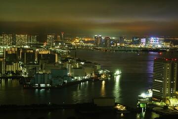 日本 お台場 夜景 東京都 港区 台場 - Night view of Odaiba city and Rainbow Bridge in Tokyo , Japan