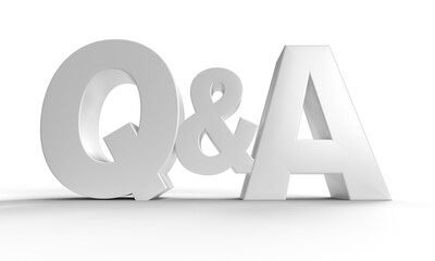 Q & A letters background (3D rendering with a clipping path)