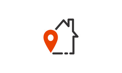 location icon pin map house vector isolated