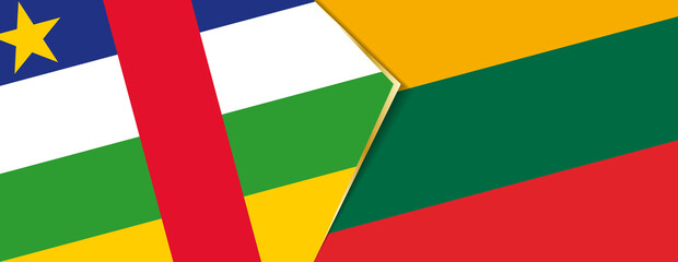 Central African Republic and Lithuania flags, two vector flags.
