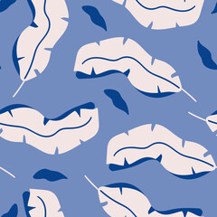 Seamless floral pattern with blue leaves vector illustration. Good for wallpaper, paper, greeting card, textile, fabric, product packaging, stationary.