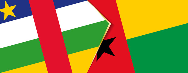 Central African Republic and Guinea-Bissau flags, two vector flags.
