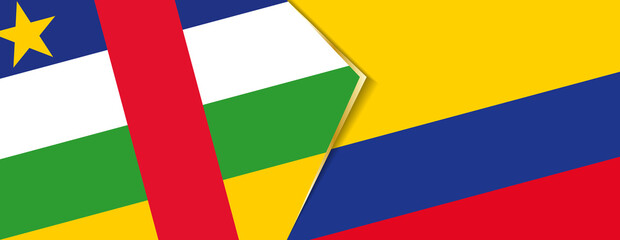 Central African Republic and Colombia flags, two vector flags.