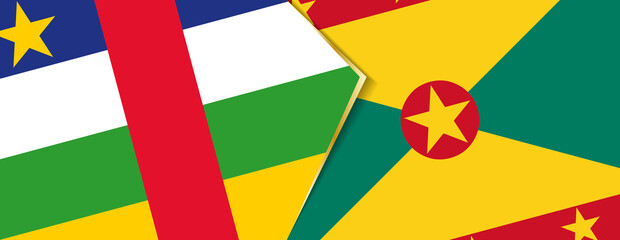 Central African Republic and Grenada flags, two vector flags.