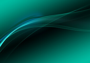 Fototapeta premium Abstract background waves. Black and aqua green abstract background for wallpaper or business card