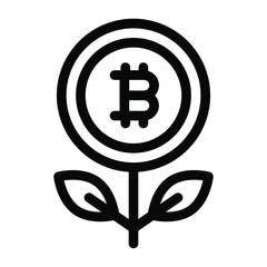 
Bitcoin plant in solid design, cryptocurrency growth  
