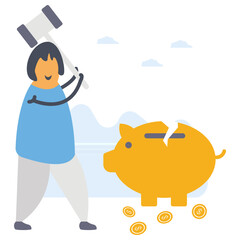 Bankruptcy Flat Vector 