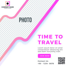 Time To Travel banner. Travel greeting card. Design for ads, website, landing page. Eps10 vector illustration.