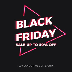 Black friday sale banner in neon and glitch style. Eps10 vector illustration.
