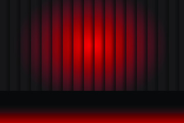 Stage with red curtain and spotlight. Eps10 vector illustration.