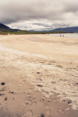Sandy beach on West coast of Ireland. Selective focus.