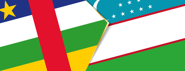 Central African Republic and Uzbekistan flags, two vector flags.