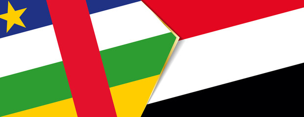Central African Republic and Yemen flags, two vector flags.