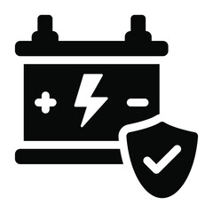 
A power storage protection, solid icon of secure battery
