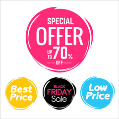 Special offer , best price, black Friday , low price round bubbles  tag design vector 