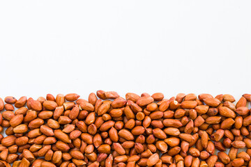 Peanuts on the white background, walnut snack