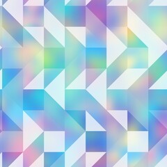Obraz premium Holographic foil vivid trendy seamless geometric pattern. Opalescent psychedelic design in pastel rainbow colors. Cosmic futuristic iridescent graphic swatch.