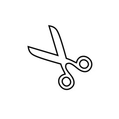 Scissors linear vector icon. Cutting element simple symbol.