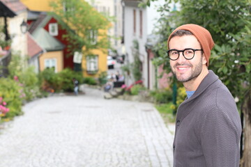 Young European man on the street