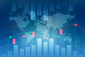2d rendering Stock market online business concept. business Graph 