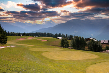 mountain golf course in crans-montana