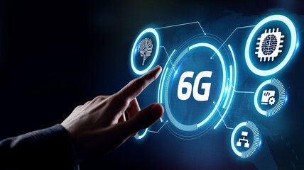 The concept of 6G network, high-speed mobile Internet, new generation networks. Business, modern technology, internet and networking concept