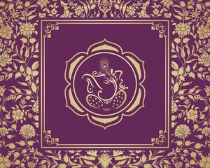 Ganesha, wedding card, royal Rajasthan, India	