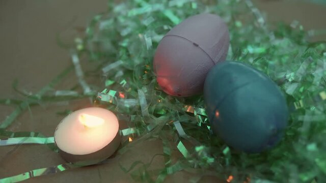 easter eggs with candle