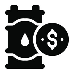 
Dollar over fuel pump, solid icon of oil price
