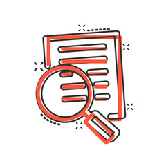 Financial statement icon in comic style. Result cartoon vector illustration on white isolated background. Report splash effect business concept.