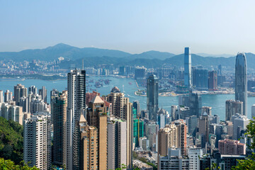 Fototapeta na wymiar Skyline of Hong Kong from Victoria Peak