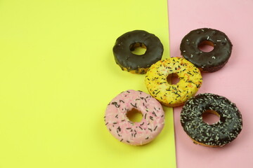 sweet donut with colored background
