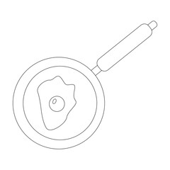 scrambled eggs in a pan. Simple vector line art
