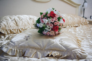 wedding bouquet of fresh blooming flowers
