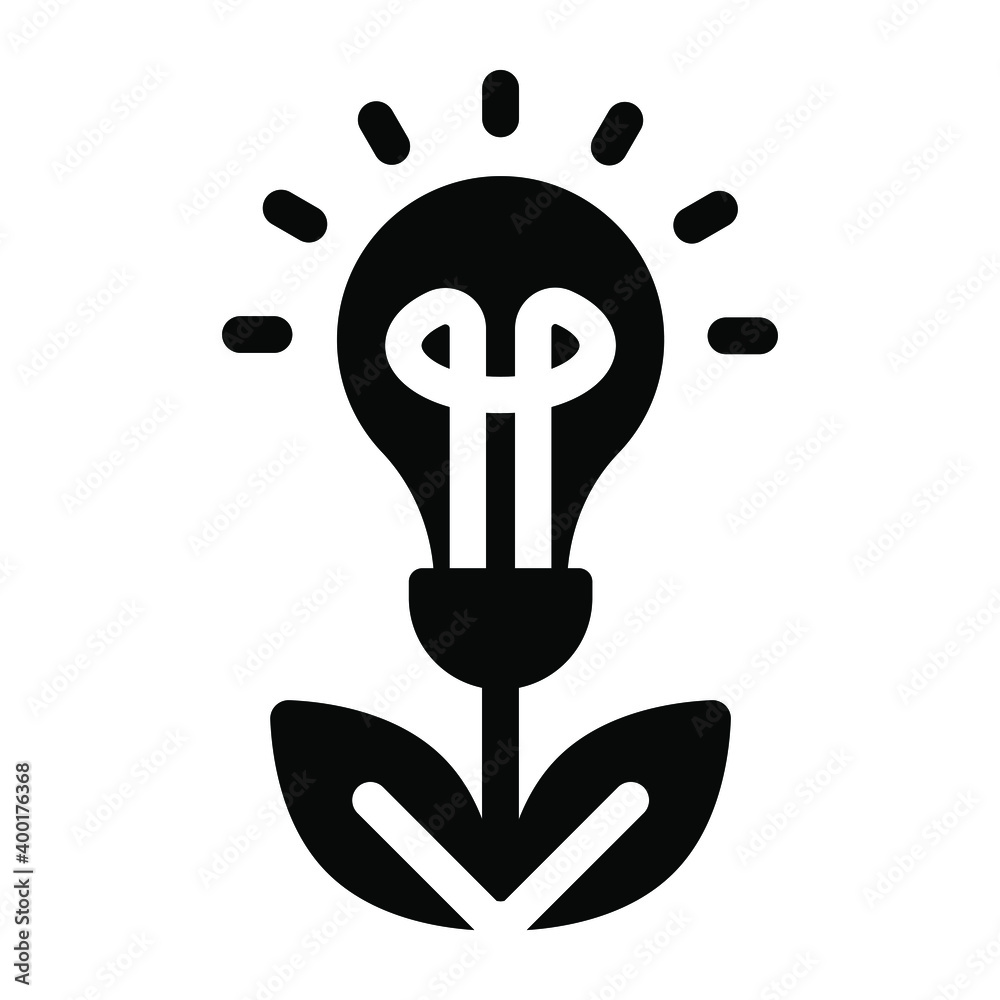 Sticker 
Cog wheel inside light bulb showing icon of idea generation 
