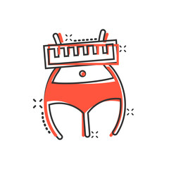 Weight loss icon in comic style. Belly cartoon vector illustration on white isolated background. Athletic waist splash effect business concept.