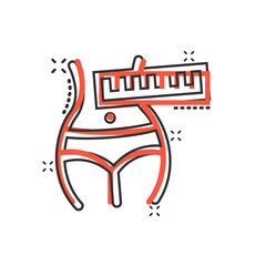 Weight loss icon in comic style. Belly cartoon vector illustration on white isolated background. Athletic waist splash effect business concept.