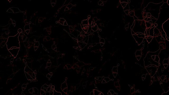 Sagome di Babbo Natale disegno su sfondo nero.