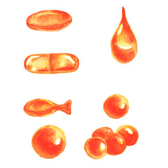 Omega 3 . Fish oil. Red caviar. Gel capsules.