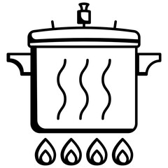 stovetop pressure cooker design, Coronavirus prevention and precaution measure concept, Eat well Cooked Food on white background, Self-Quarantine and Safety Vector Icon,