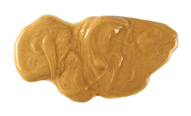 Peanut butter isolated on white background, top view with clipping path