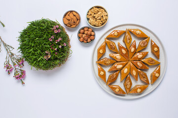 Fototapeta na wymiar Azerbaijan traditional sweets for Spring holiday