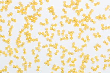 Many raw farfalle tonde in studio