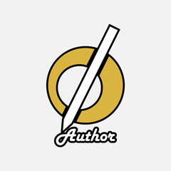 Simple logo design, Signature Logo template. pen concept, yellow and white. with circles, vector Illustrator eps.10